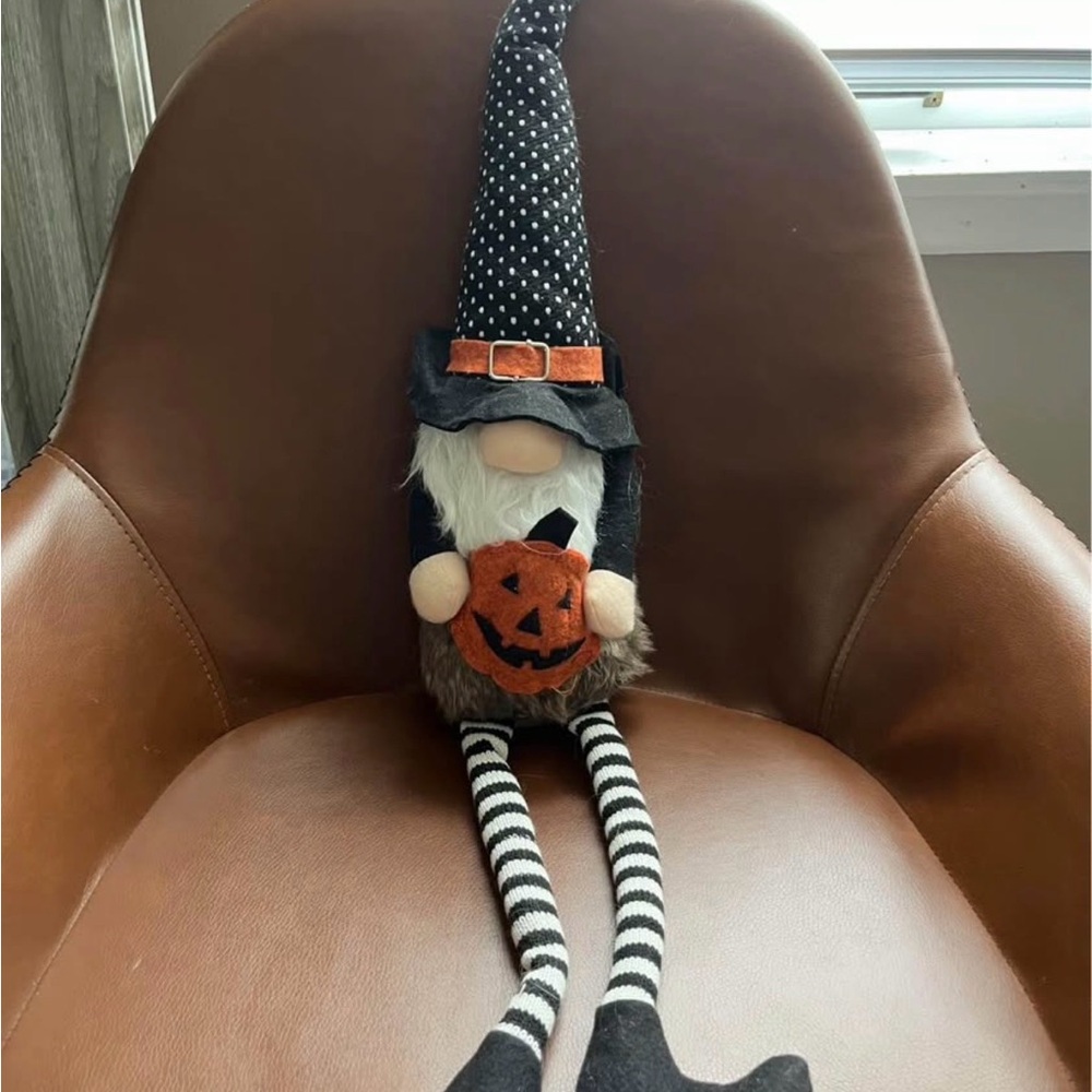 Halloween Gnome with Pumpkin - Black and Orange
